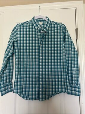 Crewcuts Teal and White Plaid Button-Down Shirt